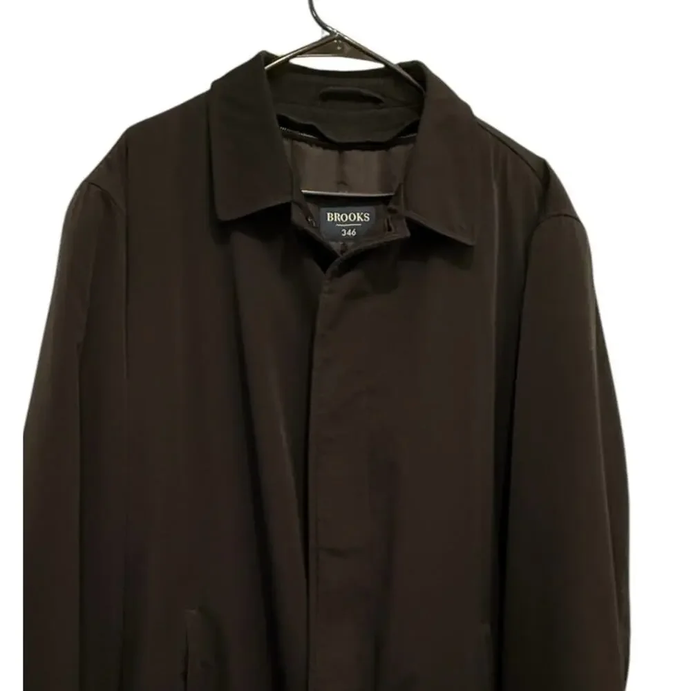 Brooks Brothers 346 Men's XL Black Car Coat Wool Blend Lined Hidden Button Coat